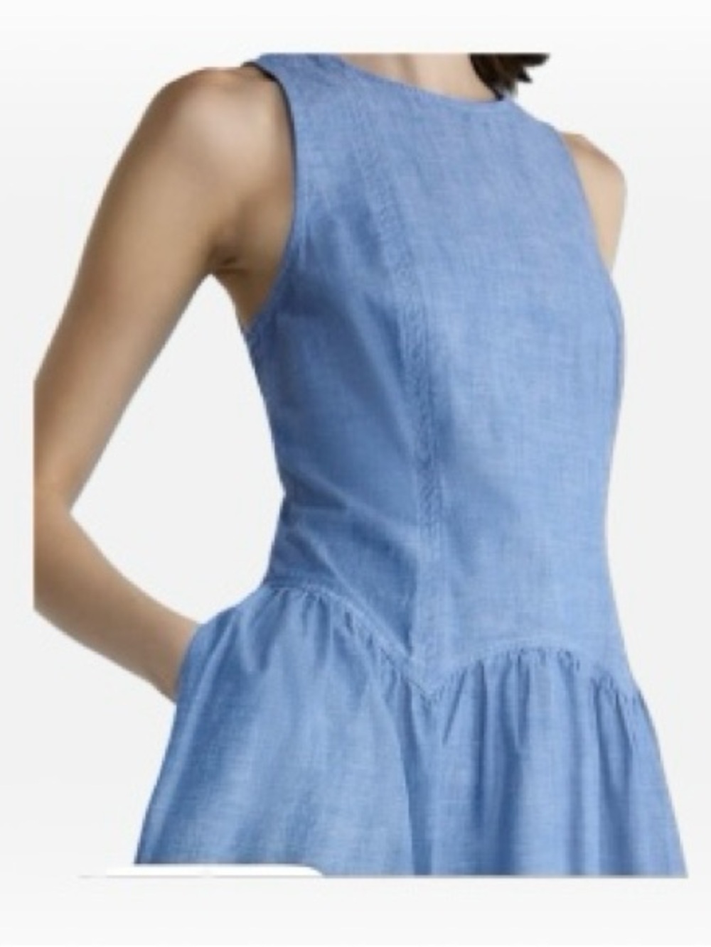 Free Assembly Sleeveless  Blue Chambray Tiered Summer Dress